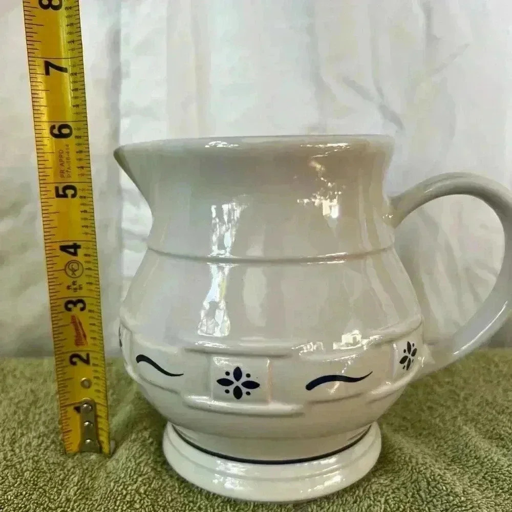 Longaberger‎ Pottery Blue Woven Traditions 1 Quart Pitcher - Picture 5 of 6